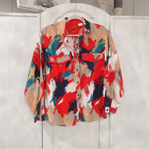Roper Tops - Roper Vintage Paint Splash Button Down Shirt Size 17/18